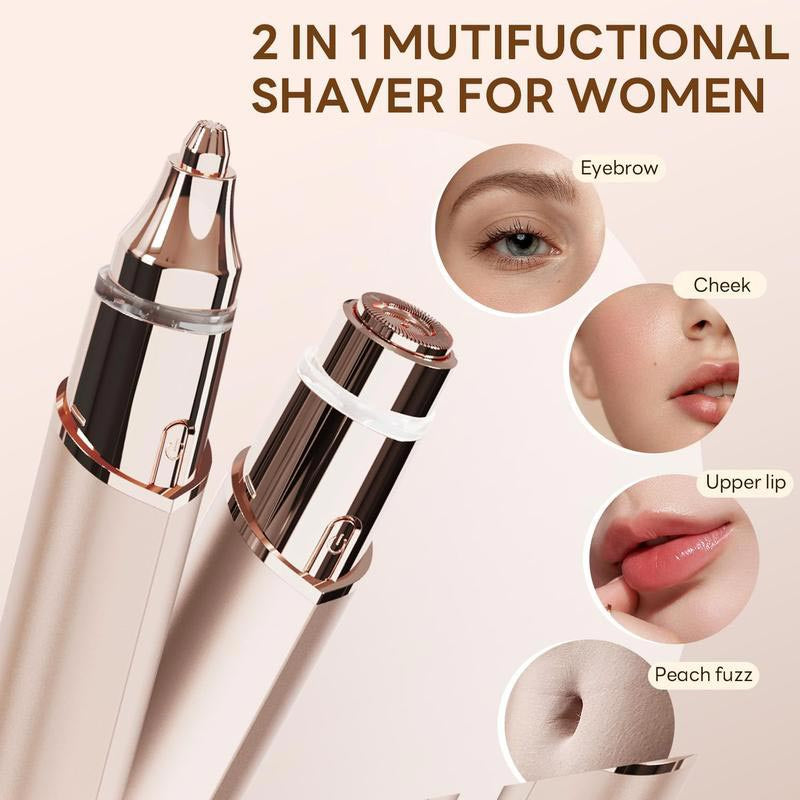 2-in-1 Facial Hair Remover & Eyebrow Trimmer, Safe & Gentle on Skin