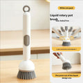 ✨Rotating Kitchen Cleaning Brush, Press‑to‑Dispense Dish Scrub Brush with 6‑Position Adjustable Brush Head, PET Bristles Safe for Non‑Stick Pans, Multi‑Purpose Household Scrubber for Sink, Pots & Stovetop