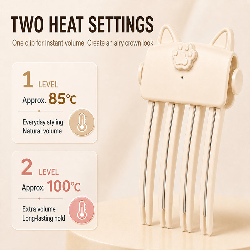 💇Cordless Heated Root Volume Lift Clip, Damage‑Free Portable Travel Hair Styling Tool for Fine Flat Limp Hair