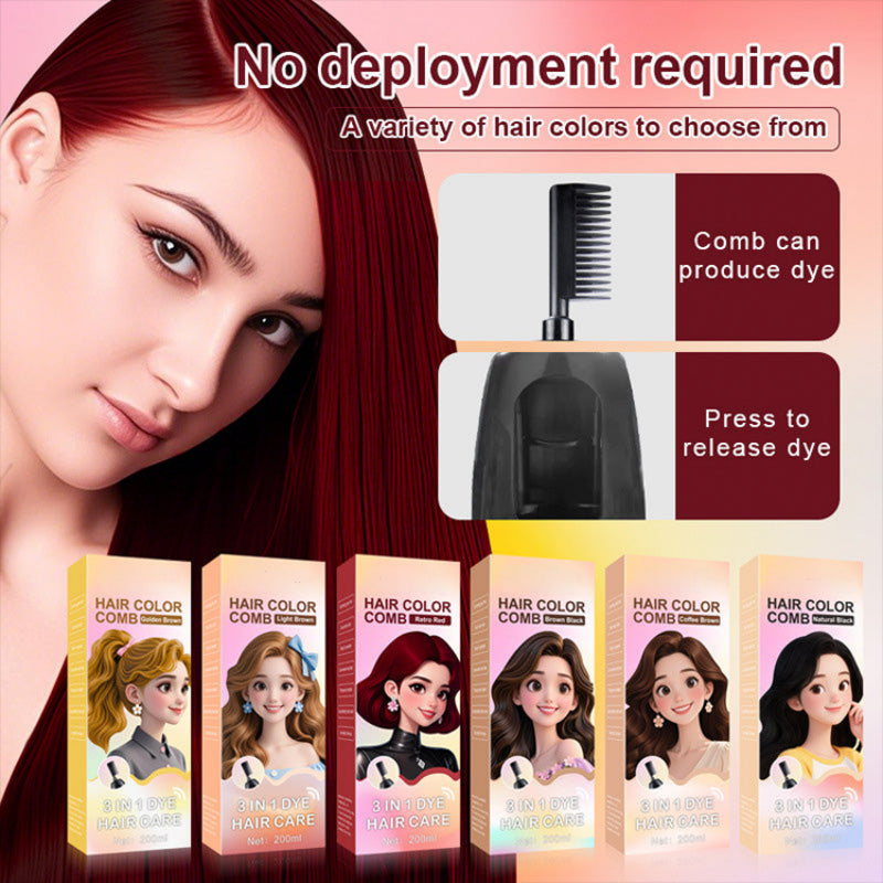 Plant-Based Comb-In Hair Dye – 3-in-1 Hair Dye Comb