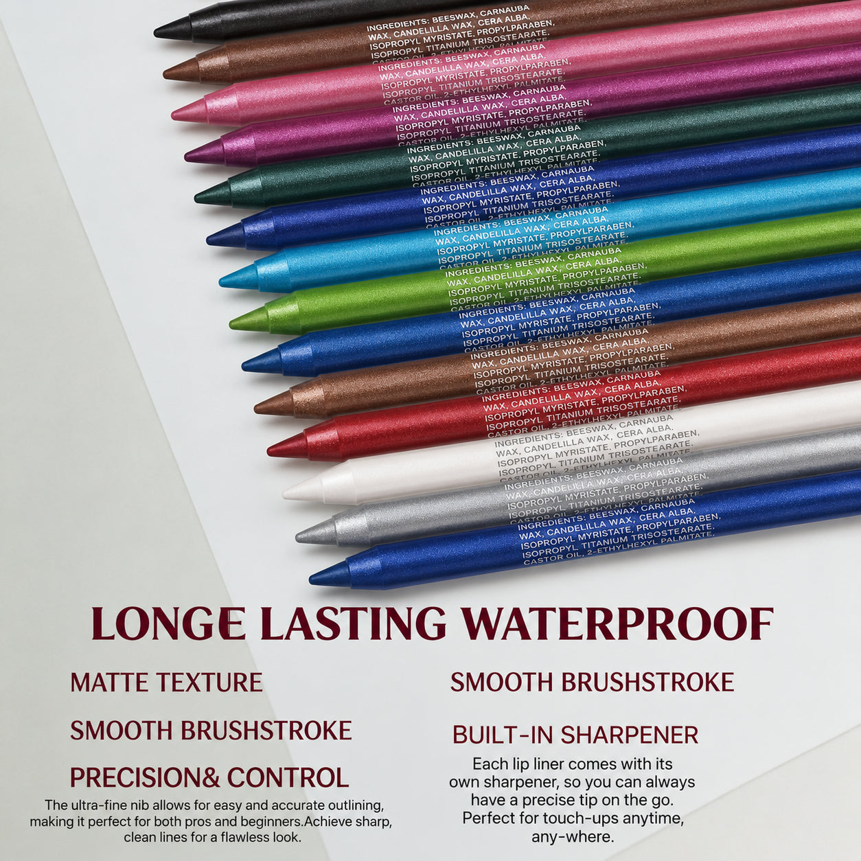 🌈14-Pack Eyeliner Pencil Waterproof Colored Paste Liners with Metallic & Shimmer Finishes Smudge-Proof