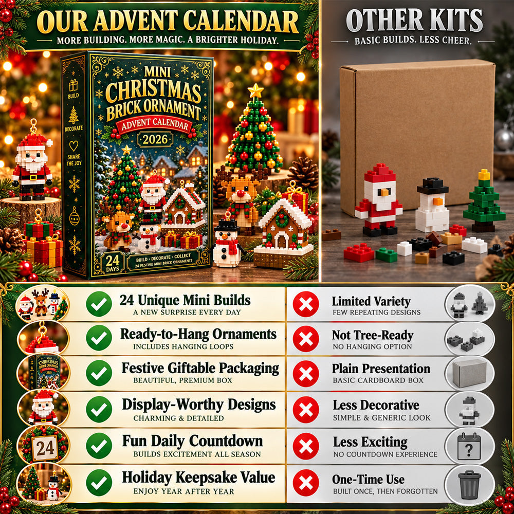 ⏳ Last day to save 40% – 🎄 24-Day Mini Christmas Ornament Advent Calendar | 24 unique festive buildable designs with hanging loops—perfect for decorating Christmas trees, wreaths, and holiday displays 🧱