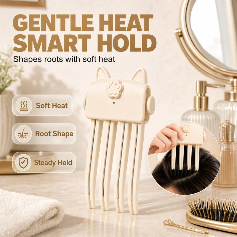 💇Cordless Heated Root Volume Lift Clip, Damage‑Free Portable Travel Hair Styling Tool for Fine Flat Limp Hair