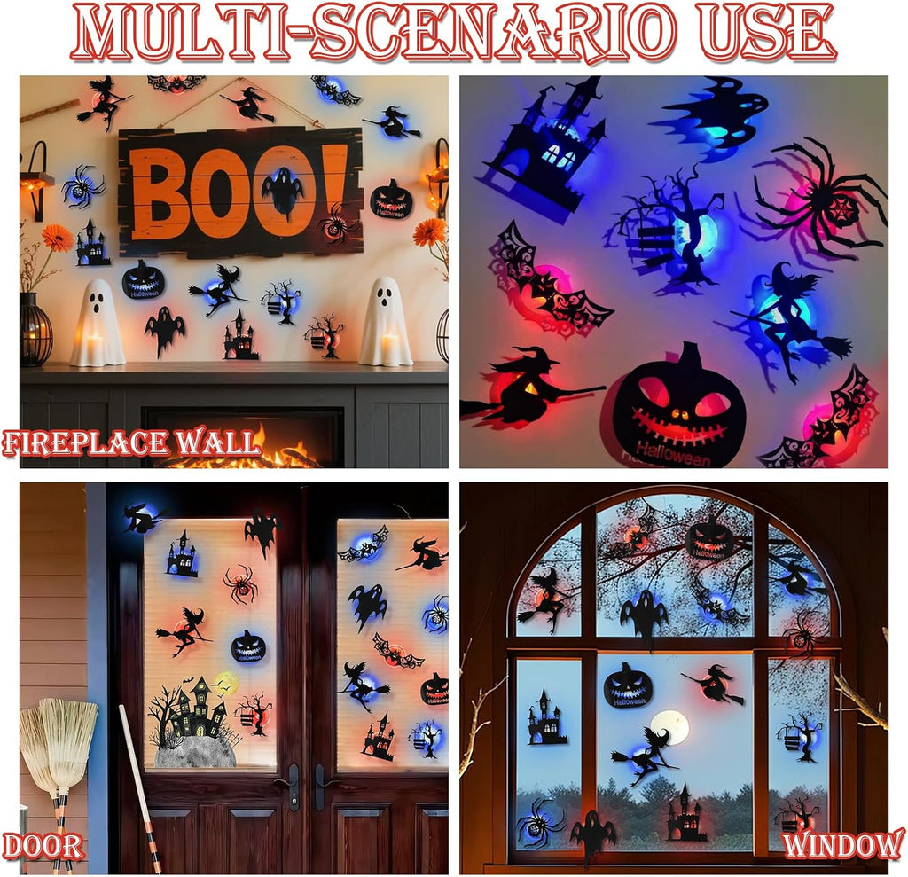 🔥Halloween LED Silhouette Wall Light Stickers, No‑Drill Peel & Stick, Battery Powered Spooky Glowing Wall Decor for Halloween Home Party🎃
