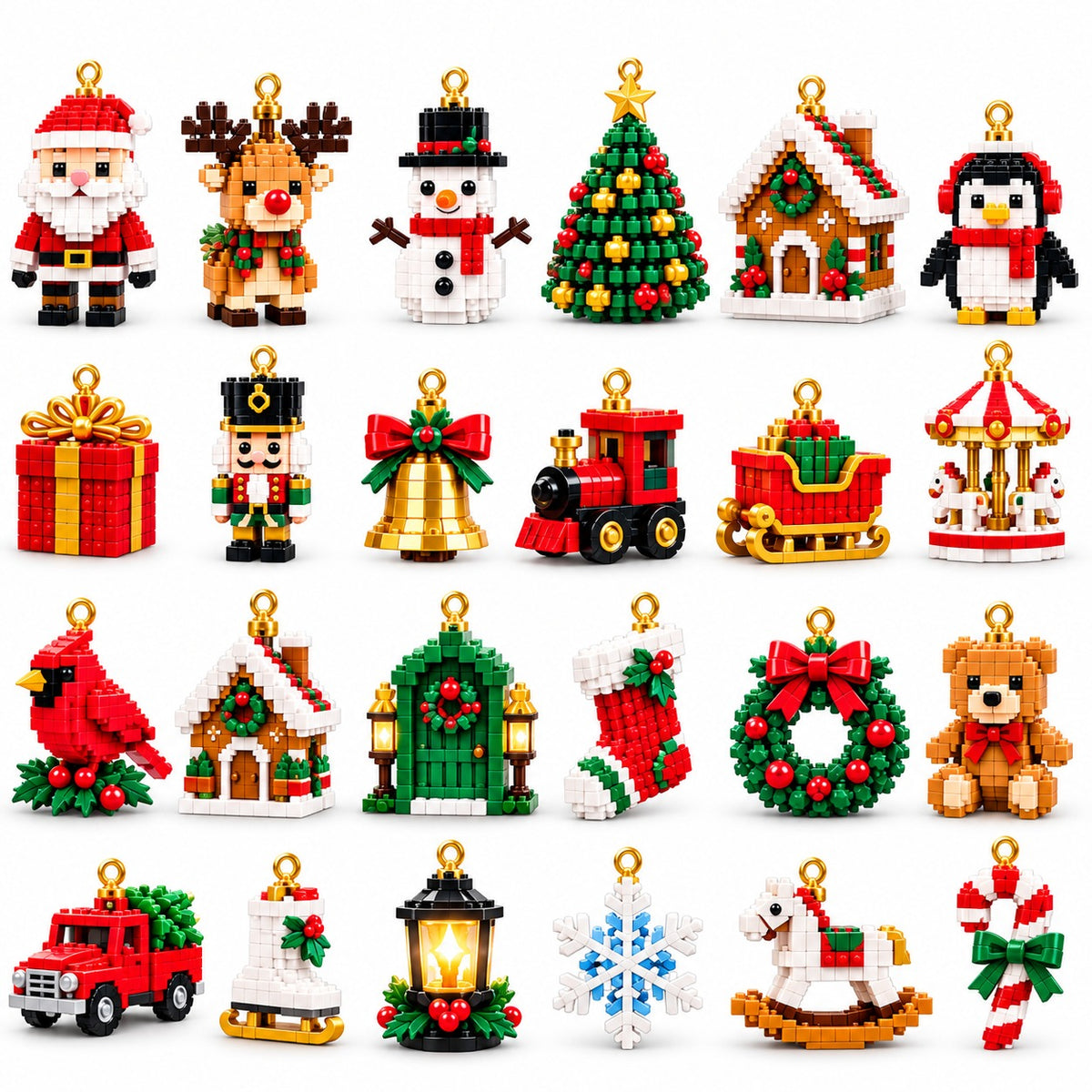 ⏳ Last day to save 40% – 🎄 24-Day Mini Christmas Ornament Advent Calendar | 24 unique festive buildable designs with hanging loops—perfect for decorating Christmas trees, wreaths, and holiday displays 🧱