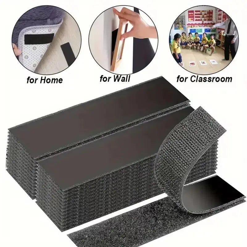 Heavy Duty Hook & Loop Strips - Strong Self-Adhesive Hold For Easy Organization