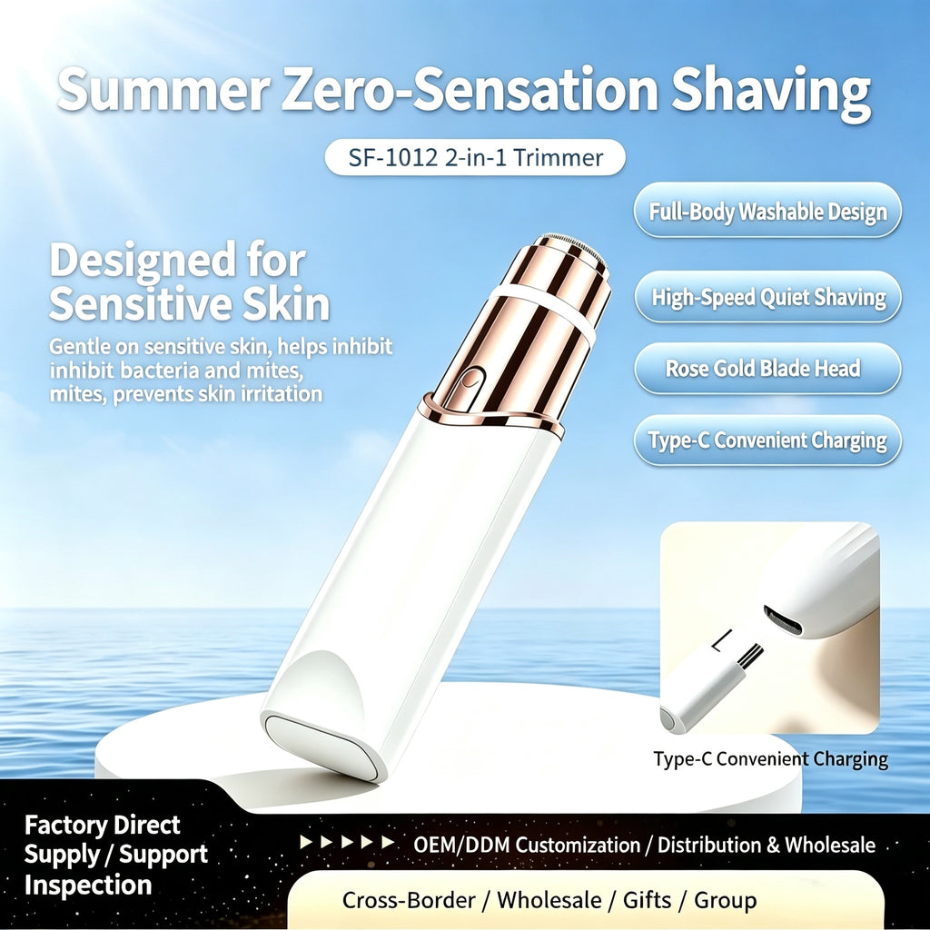 2-in-1 Facial Hair Remover & Eyebrow Trimmer, Safe & Gentle on Skin