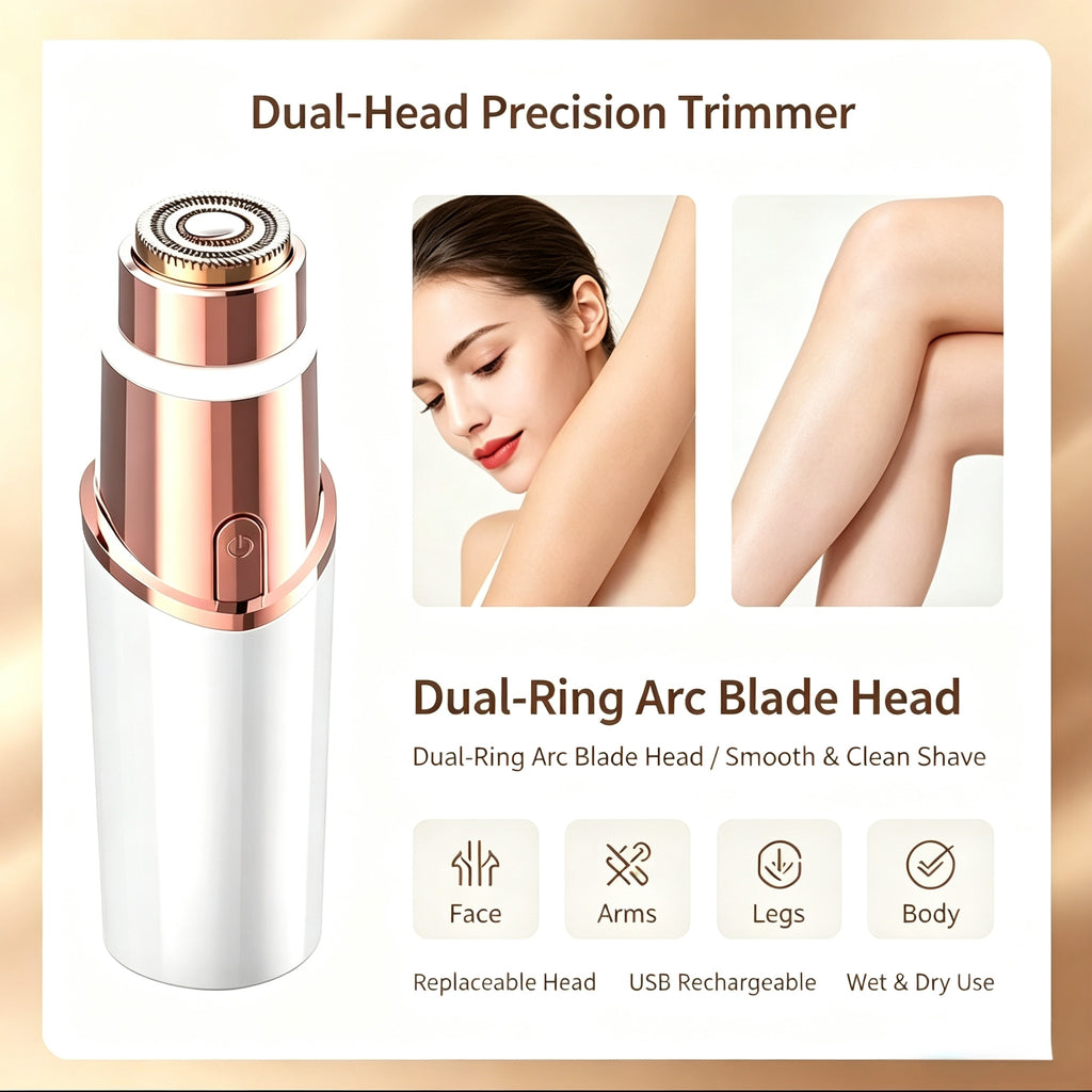 2-in-1 Facial Hair Remover & Eyebrow Trimmer, Safe & Gentle on Skin