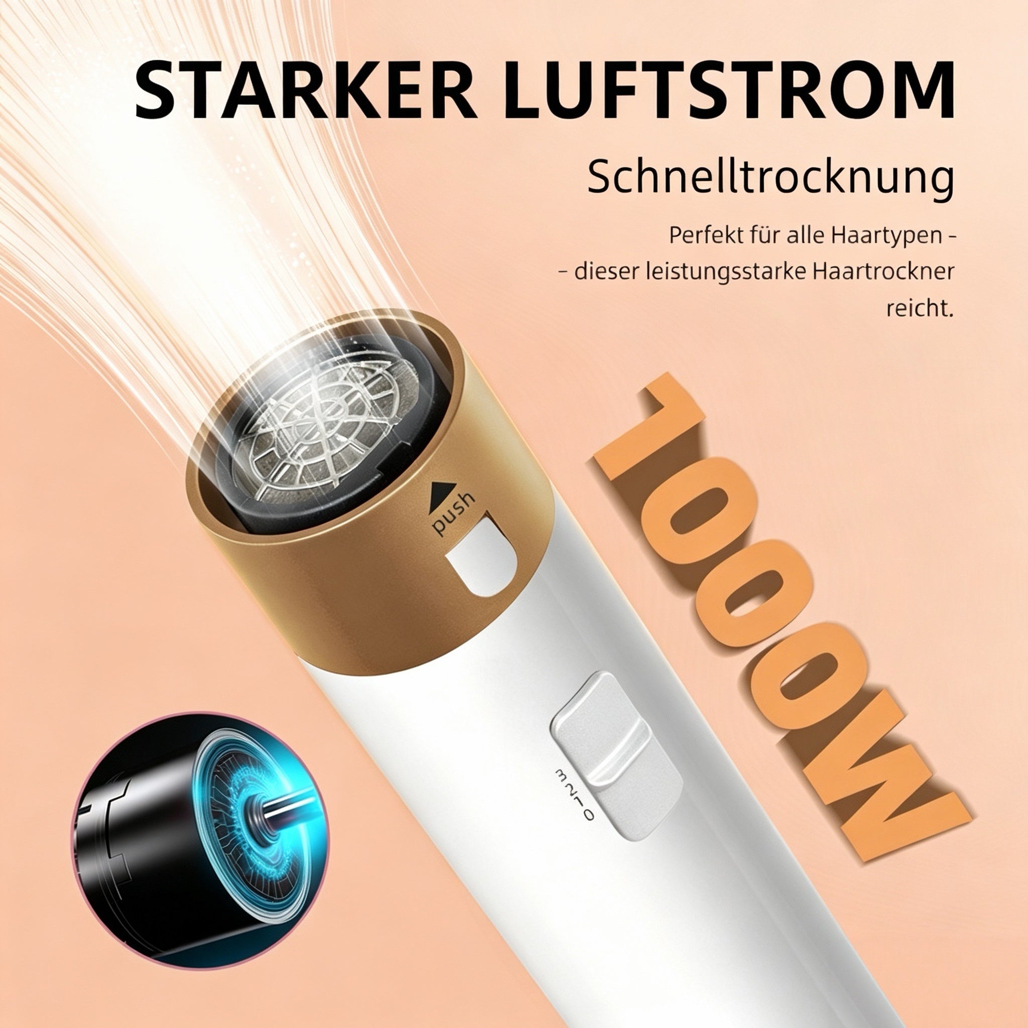 5-in-1 Haarstyler Set ✨ Multifunktionaler Haartrockner Lockenstab Glätteisen | 1000W Schnelltrocknung, 3 Temperaturstufen, Wechselbare Aufsätze für jede Frisur