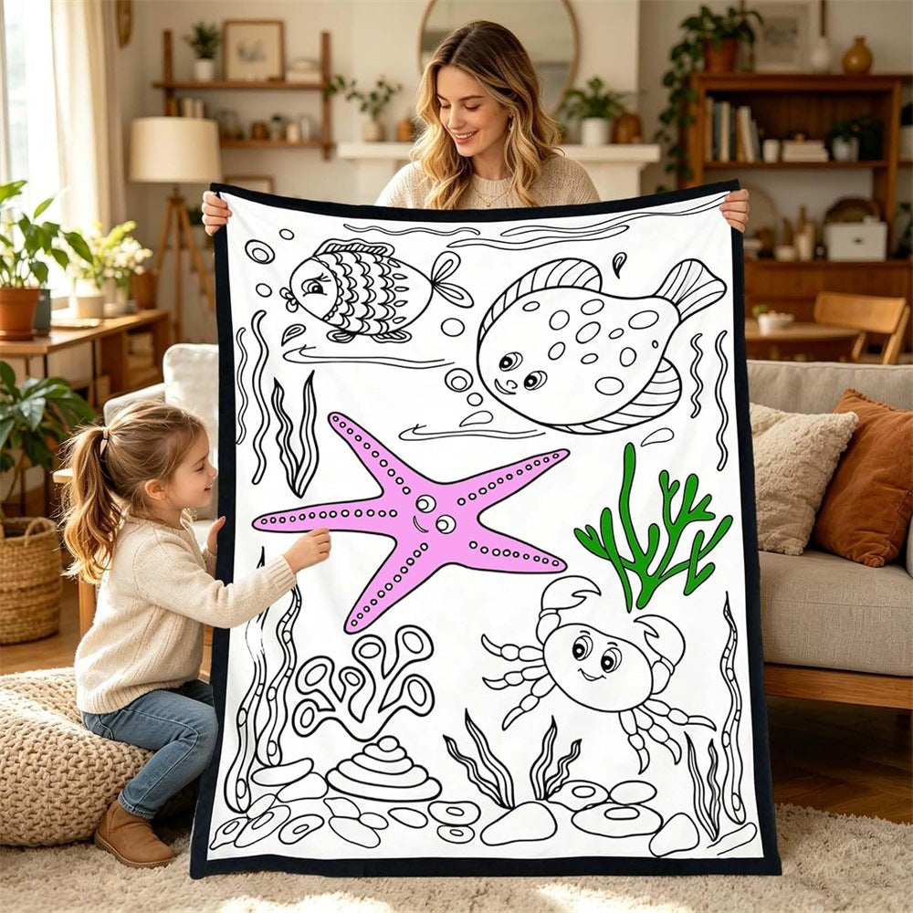 🎨Reusable Washable Coloring Blanket | Comes with 24 Washable Markers, Top Pick for Creative Gifts for Kids & Adults