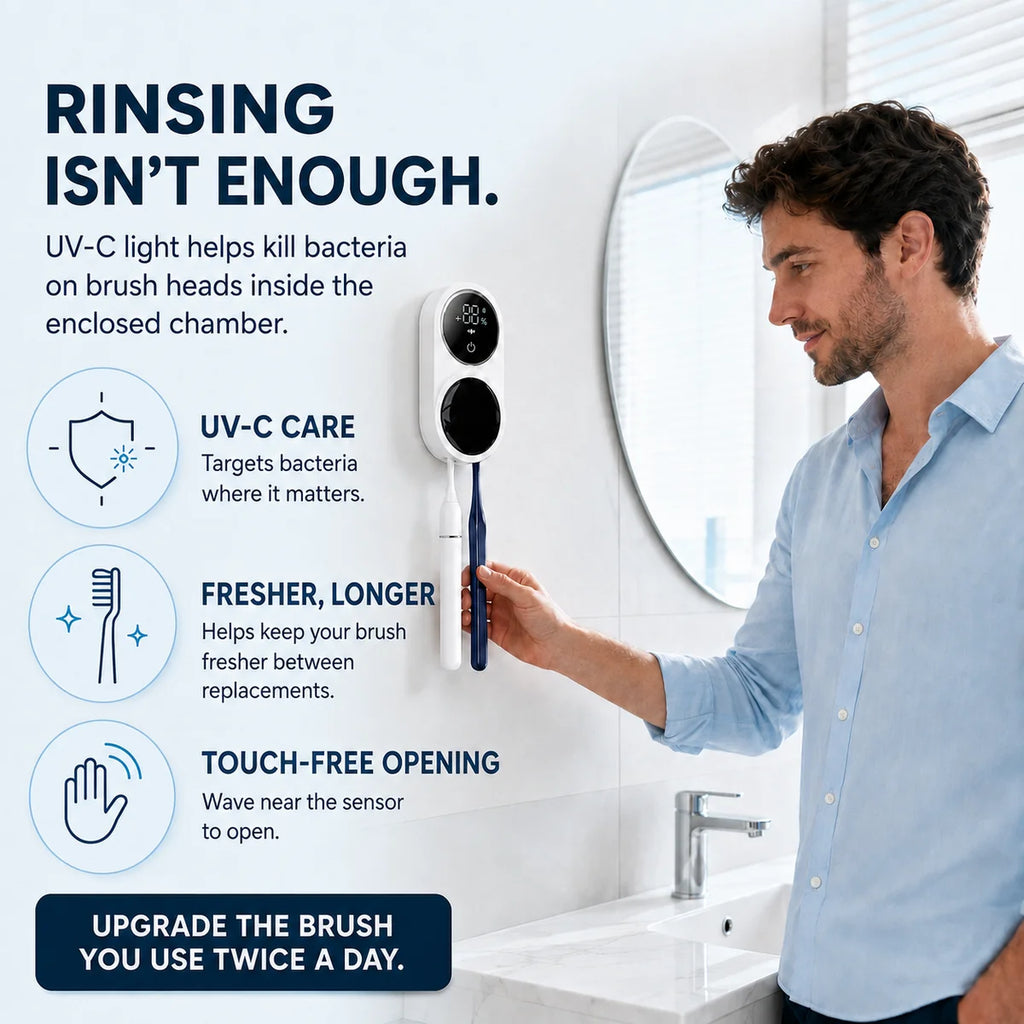 Smart Touchless UV-C Toothbrush Sterilizer & Dryer
