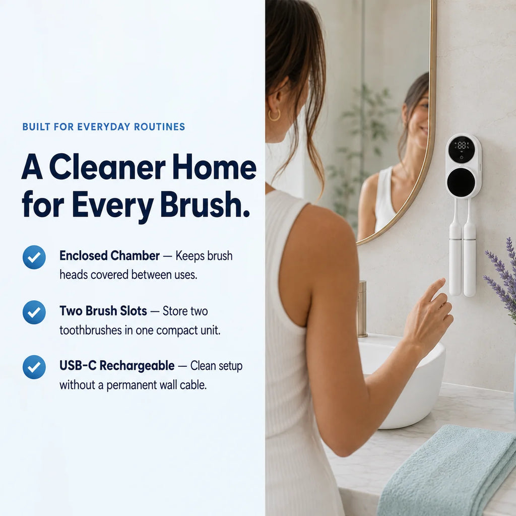 Smart Touchless UV-C Toothbrush Sterilizer & Dryer