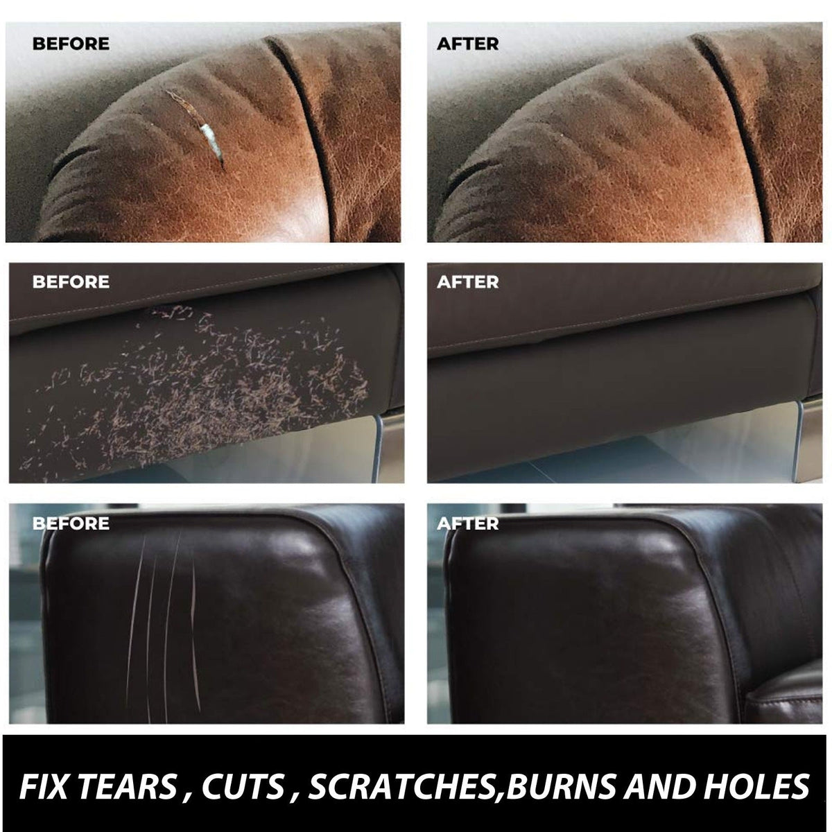 🧴 Leather & Vinyl Recoloring Balm | Leather Repair Kit for Scratches, Fading & Cracks | 4 Colors Restorer for Car Seats, Sofas, Shoes & Furniture