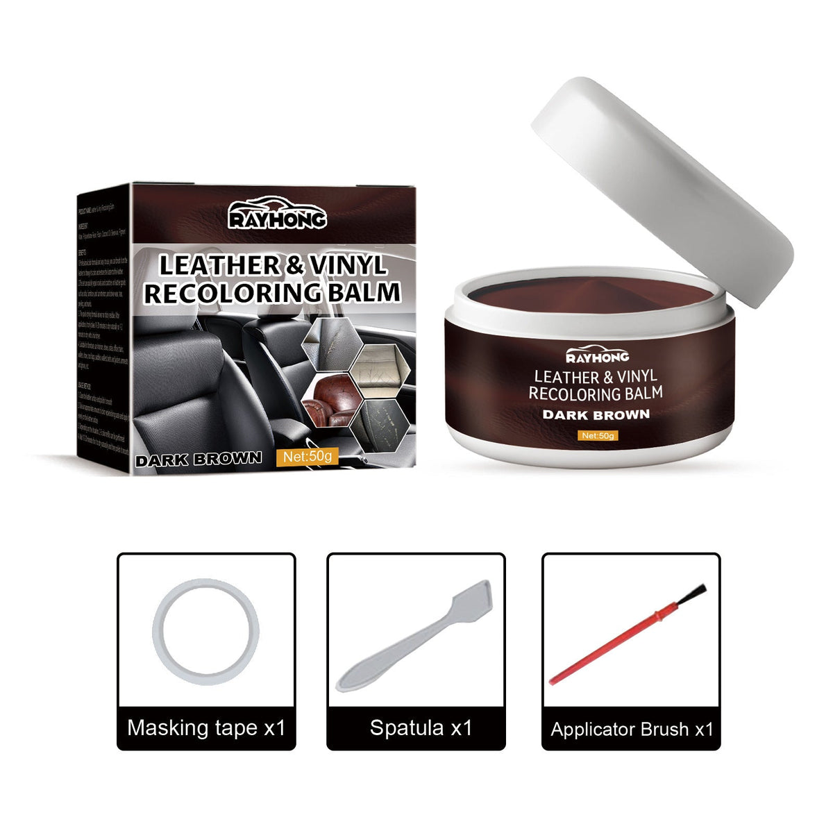 🧴 Leather & Vinyl Recoloring Balm | Leather Repair Kit for Scratches, Fading & Cracks | 4 Colors Restorer for Car Seats, Sofas, Shoes & Furniture