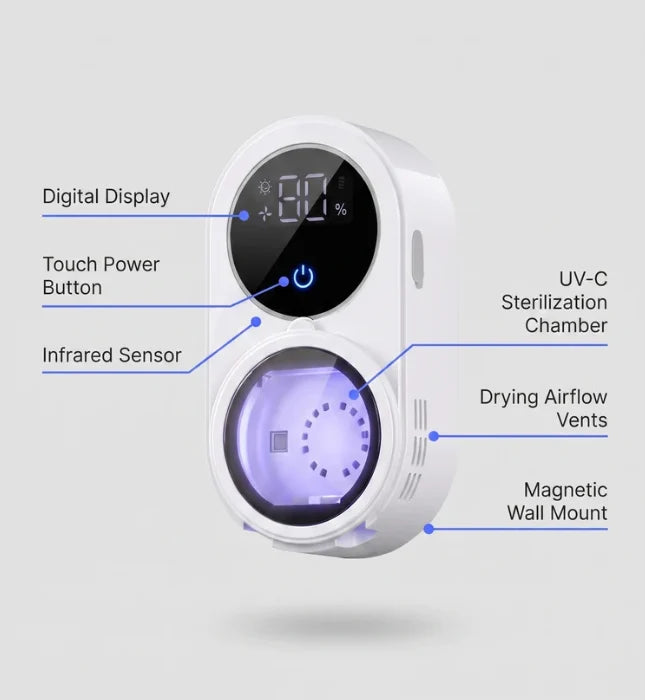 Smart Touchless UV-C Toothbrush Sterilizer & Dryer