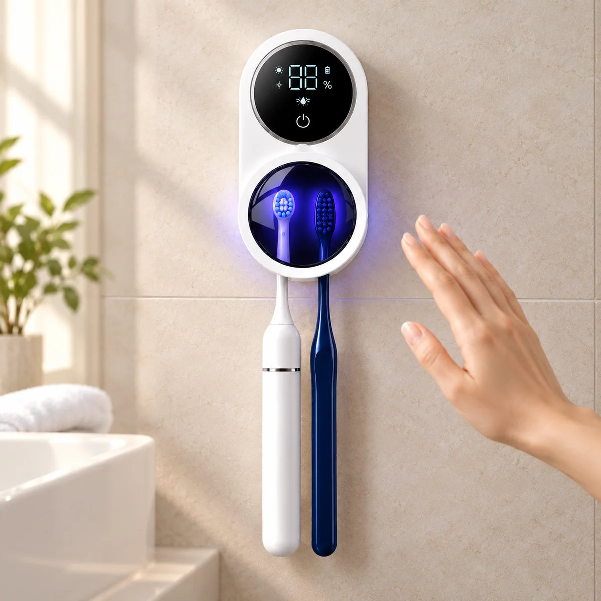 Smart Touchless UV-C Toothbrush Sterilizer & Dryer