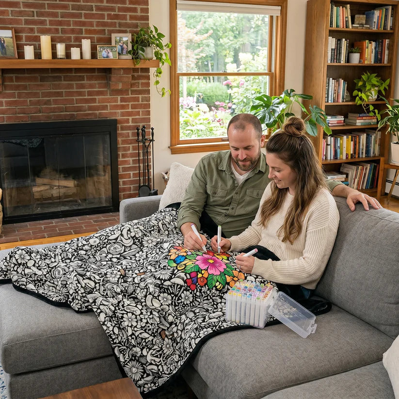 Reusable Coloring Blanket 🎨 | Eco‑Friendly & Safe Washable Creative Art Throw for Kids & Adults